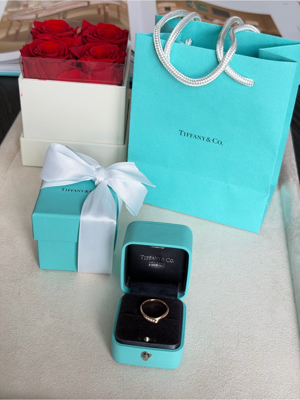 Tiffany & Co. Elsa Peretti Open Heart Diamond Band Ring Rose Gold Sz 5.75 $1,600